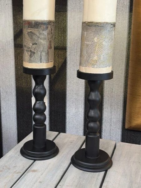 CANDELABRO NEGRO 3 BOCHAS 31X11 CM