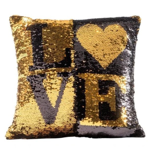 ALMOHADON LENTEJUELAS LOVE 40X40