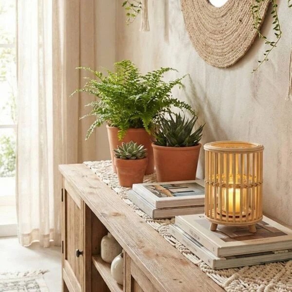 CANDELABRO BAMBOO C/VIDRIO
