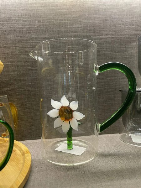 JARRA DE VIDRIO C/FLOR INTERIOR