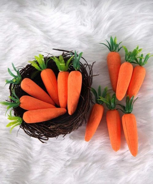 SET X12 ZANAHORIAS MINI DECORATIVAS 6.5 CM