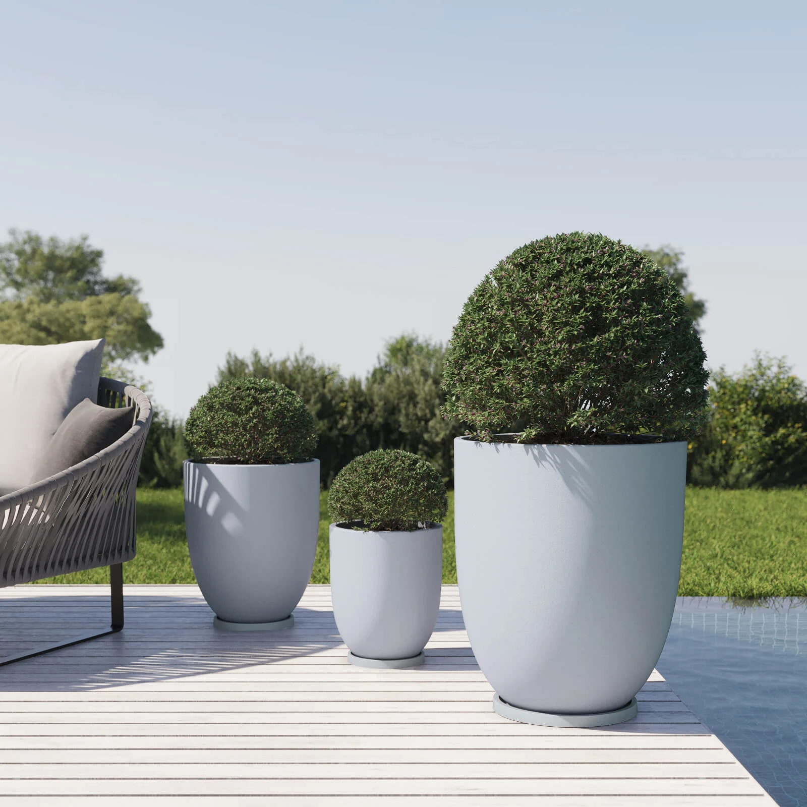 MACETA COPA GRIS 55 CM