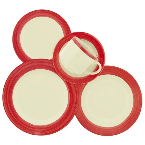 SET X30 PZS VAJILLA AQUARELA ROJO