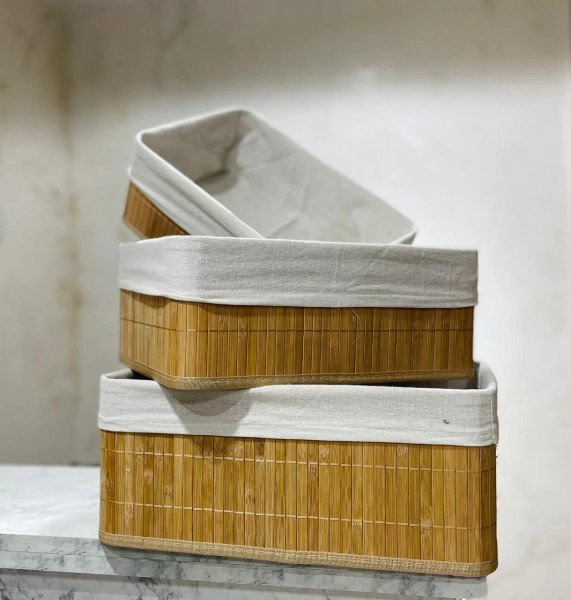SET X3 CAJAS BAMBU C/FUNDA