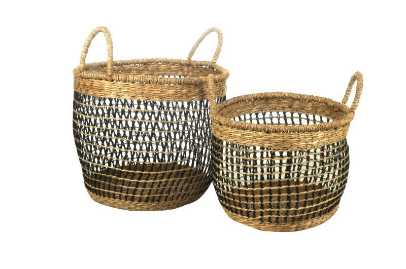 CANASTOS REX NEGRO Y NATURAL SET X 2